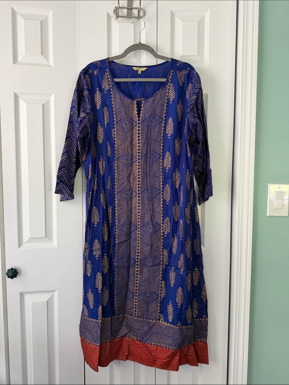 Women’s Kurta Blue Printed Long Sleeve Women’s Dress